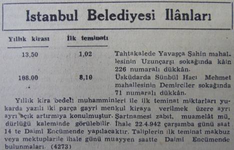 1942 yılında Tahtakale'de bir dükkanın yıllık kirası 13 buçuk liraymış!