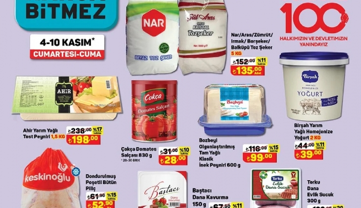 A101'de indirim resmen başladı! Toz şeker 5 kg 135 TL'ye, domates salçası 28 TL'ye, bütün piliç et 52 TL'ye düştü!